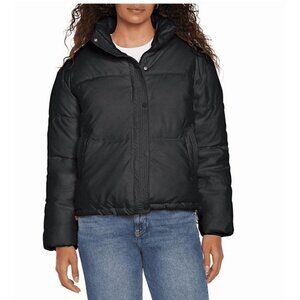 Express Womens Black Medium Puffer Jacket Crop Length NWT $128